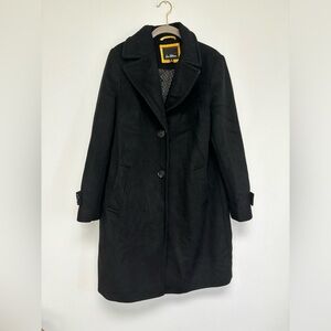 Sam Edelman Women's 12 Single Breasted Walker Wool Coat Black EUC